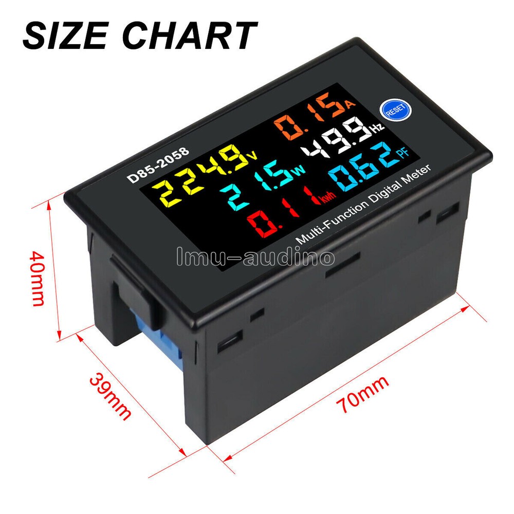 Digital LCD AC Panel Meter Voltage Amps Frequency Energy Power 40-300V 0-100A