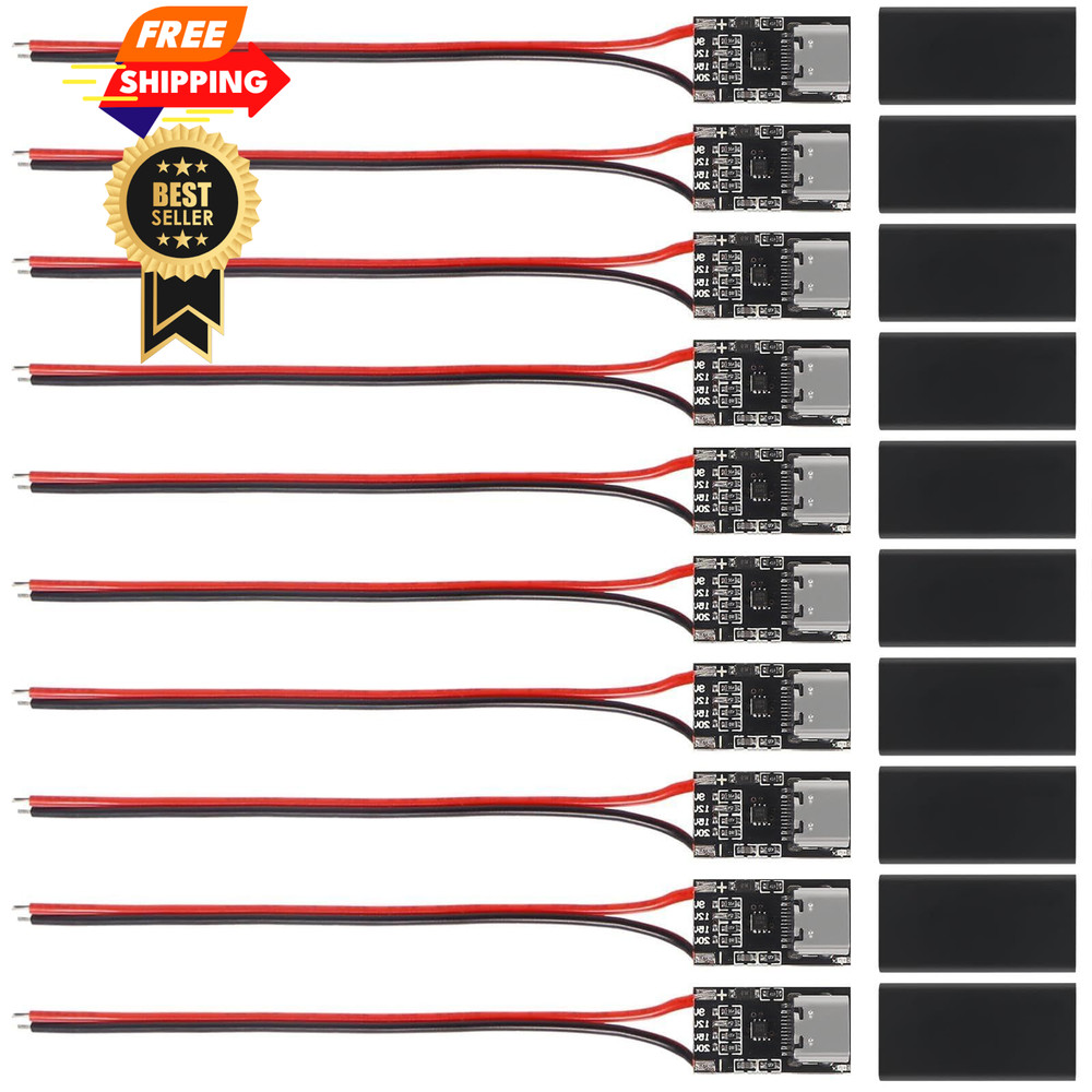 hiBCTR 10-Piece Set of Type-C PD3.0 QC Trigger Board USB-C PD 5V 9V Black