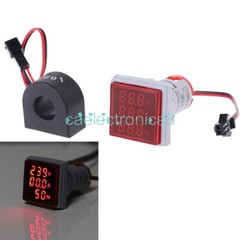 AC0-100A 60-500V 3 in 1 LED Digital Voltmeter Ammeter Hertz Meter Indicator