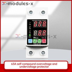 220V Dual Display Adjustable Over Voltage/Current Protective Relay Switch 40/63A