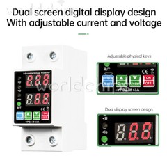 220V Dual Display Adjustable Over Voltage/Current Protective Relay Switch 40/63A