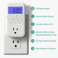 Watt Meter Plug with Backlight, Plug-In Socket Power Meter Electricity Usage Mon