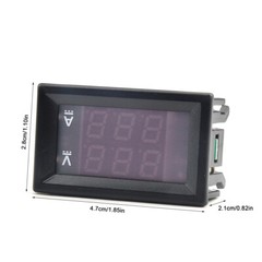 DC 0-100V 10A Voltmeter Ammeter Dual LED Digital Volt Amp Meter Gauge Blue+Red