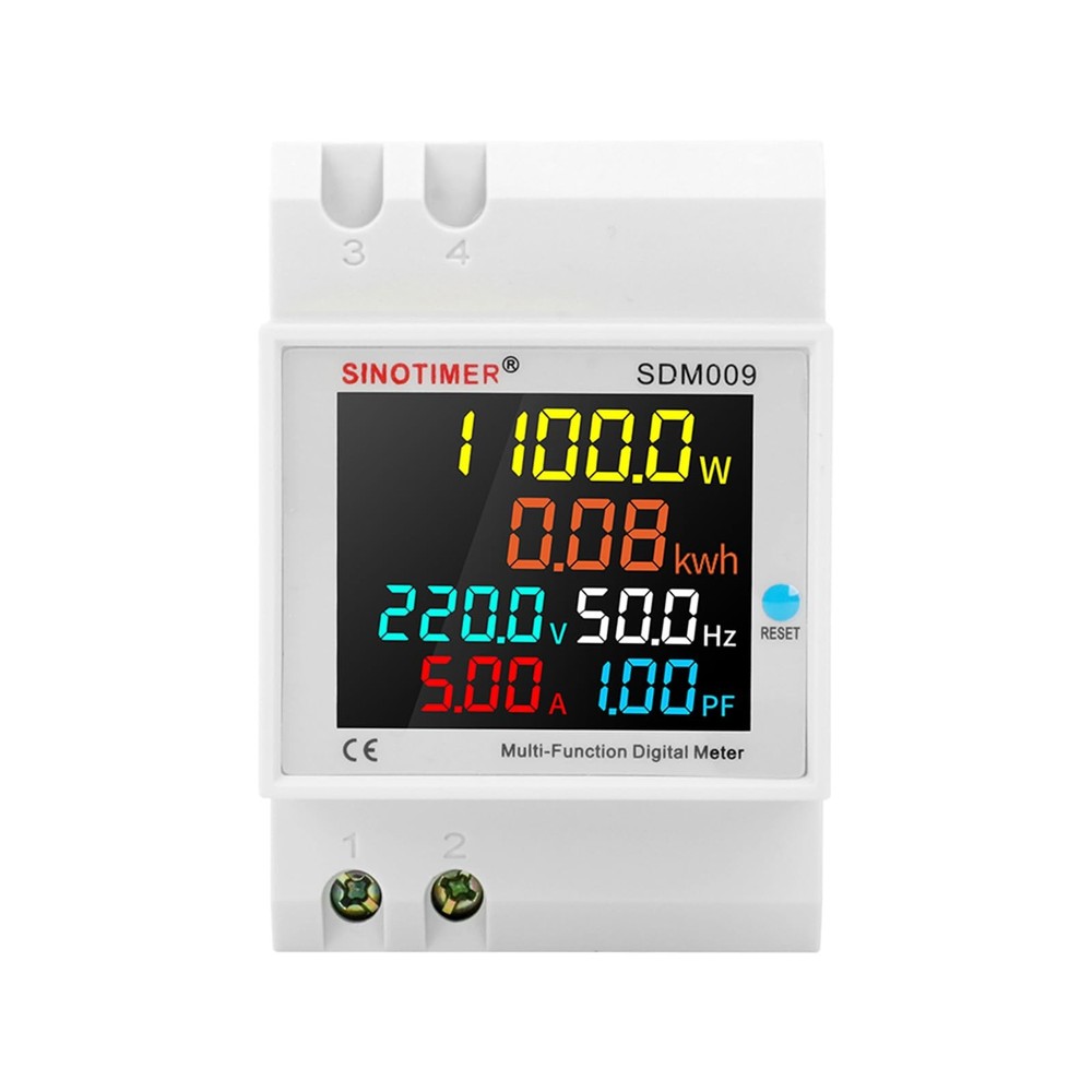 1 PCS 6IN1 Single Phase Energy Meter Din Rail Usage Monitor 40300V 100A