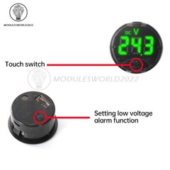DC7-120V/DC 0-120V LED Digital Display Round Voltmeter Car Touch Voltage Meter
