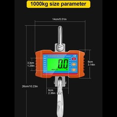 Portable hook crane scale 1000kg large backlit LCD energy saving two AA