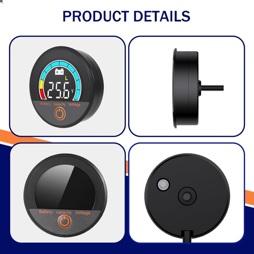 Waterproof Battery Meter Monitor, 12v 24v 36v 48v 60v 72v 84v Digital Display…