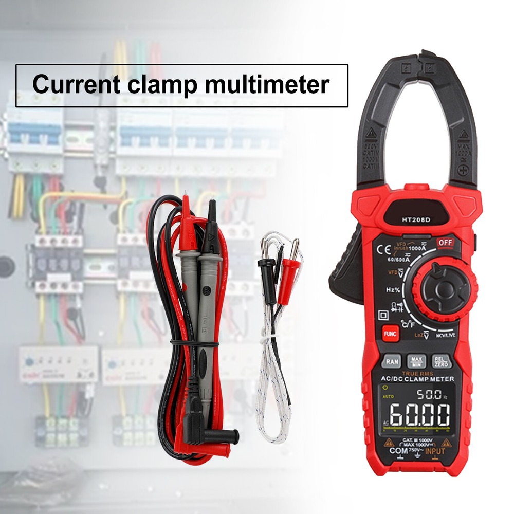 HT208D Clamp Meter AC DC 6000 Counts Current Voltage Resistance Tester A B9