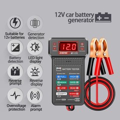 12V Car Battery Tester & Alternator Analyzer with LCD Display & LED Indicator