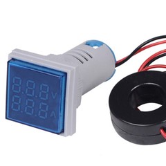 22mm Round Square LED Digital Voltmeter Ammeter Signal Lights Voltage Current