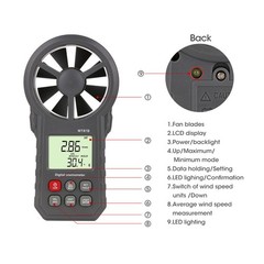 WT87A Compact For Wind Meter with Thermometer for Lab Field and Workshop Use