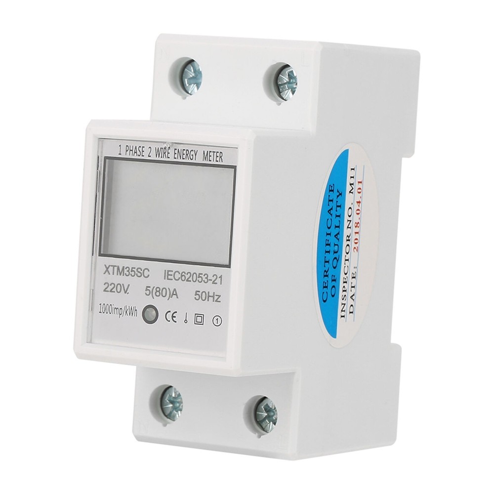 220V 5(80)A Digital 1 Phase 2 Wire 2P Din Rail Electric Meter Electronic KWh