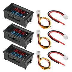 3Pcs LED Digital Ammeter Voltage Meter DC 0-100V 10A 0.28″