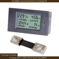 DC 6.5~100V 100A 4 in 1 LCD Digital Combo Panel Meter Volt Amp Power Watt Hour