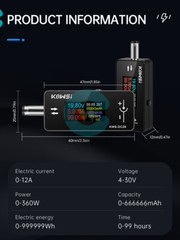 0.96″ TFT Digital Voltage Ammeter Power Meter DC 4~30V 0~12A DC5.5*2.5 interface
