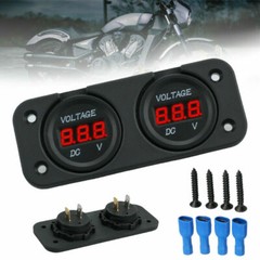DC 12/24V Car Dual Battery RED LED Digital Volt Meter Boat Voltage Marine Gauge