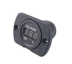 DC 12V 24V Car Voltmeter with Green LED Digital Display Panel Waterproof