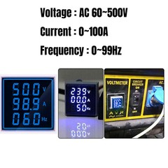 4pcs AC 60-500V 0-100A 22mm 3 in 1 Voltmeter Ammeter LED Digital Volt/AMP Meter
