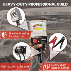 135 Amp Battery Load Tester for 6V 12V Automotive Systems with EasyRead Gauge