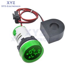 AC 50-500V 0-100A 22MM LED Digital Voltmeter Ammeter Voltage Current Meter Round