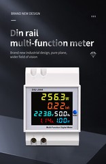 DIN-Rail Single-phase LCD Digital Voltage Current Power Frequency Meter D52-2066