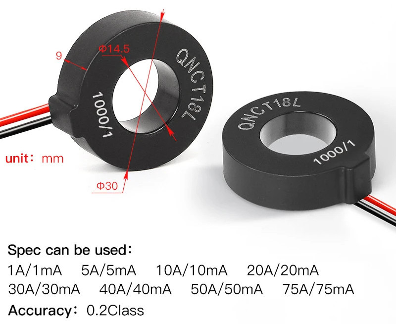 Current Transformer Miniature Coil Toroidal CT 5A 10A 20A 30A 2000:1 Sensor