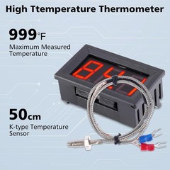 12V Red Fahrenheit Digital Temperature Meter -76F~999F LED Display with Industri