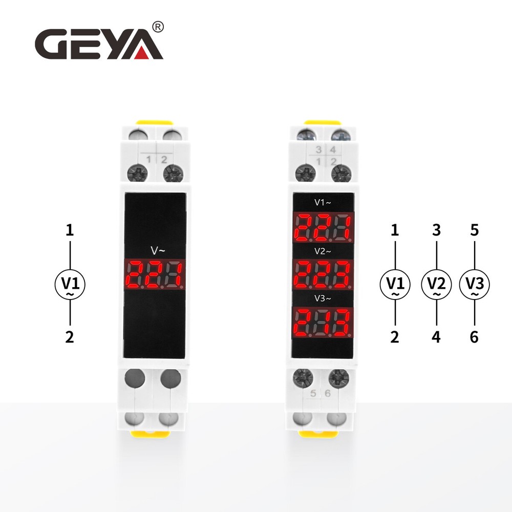 GEYA Single Three Phase Modular Voltage Meter LED Display AC 80-500V 220V 380V