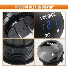 Battery Voltage Meter, DC 12V Waterproof Voltage Meter Tester, LED Digital