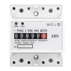 Electric Meter, Single Phase 4P LED DIN-Rail Electricity Power Consumption Wa…