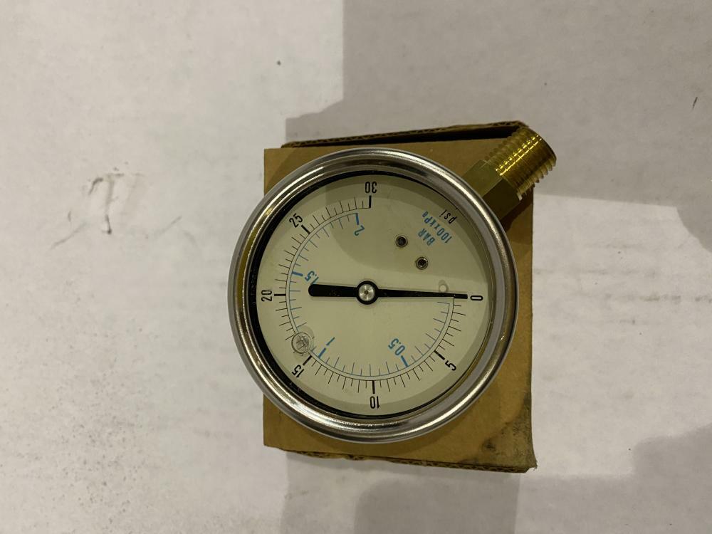 LIQUID FILLED PRESSURE GAUGE 0-30 PSI – KPA – BAR 2-1/2″ DIA. 1/4NPT PGB254CLMC