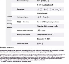Wind Speed and Direction Sensor Transmitter Meteorological Anemometer