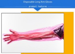 50PCS Disposable Film Gloves Long Arm Veterinary Examination Farm Vet Glove