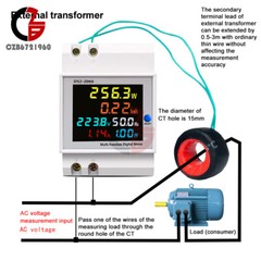 Din Rail Digital Voltmeter Current Watt Kwh Frequency Power Meter AC250-450V