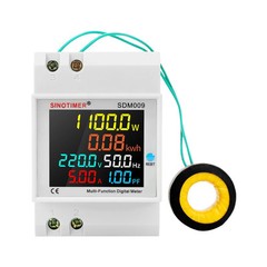AC Power Meter 6-in-1 DIN Rail 100A 110V 220V 380V Volt Amp kWh PF Hz Monitor