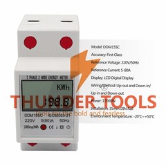 Thunder Tools LCD Digital Display Single Phase DIN-Rail Energy Meter 5-80A