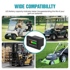 12V 24V 36V 48V 60V 72V Battery Monitor Meter, Waterproof LED Battery Capacity V