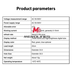 10-50PCS AC50-500V Voltmeter LED Display Digital Panel Meter Voltage Indicator