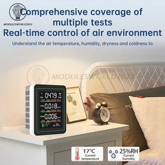 Tuya 5-in-1 WiFi Air Quality Monitor Formaldehyde CO2 TVOC Temp Humidity Tester