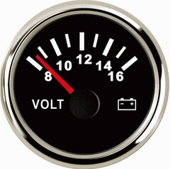 Universal Voltage Meter Marine Voltage Gauge Waterproof Voltmeter 52mm 8-16V