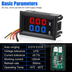 DC100V 10A LED Digital Voltmeter Ammeter Dual Volt Amp Meter Voltage Gauge 10Pcs