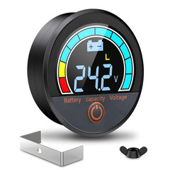 12V 24V 48V LCD Battery Monitor Gauge – Waterproof Low-Voltage Alarm for
