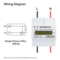 Baomain DDS238-4 DIN Rail Single Phase Kilowatt Hour kwh Meter Meter 220V 20A (1