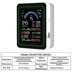 Tuya WiFi Air Quality Detector Temp PM0.3/1.0/2.5/10 TVOC HCHO Tester Type-c