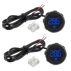 2 PCS Blue Waterproof DC 4V-100V Voltmeter Gauge for Car Motorcycle Truck