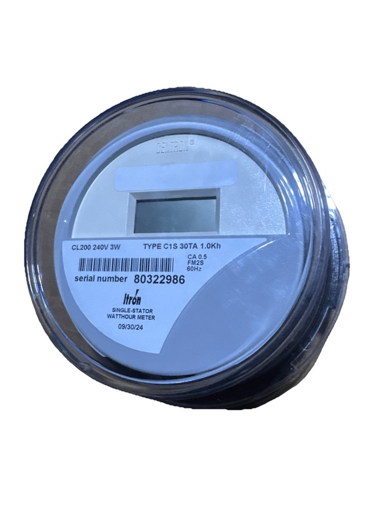 CL200 KWH Meter Itron Centron SSEM, Type C1S 30ta 1.0kh 240v 3w 9/30/2024