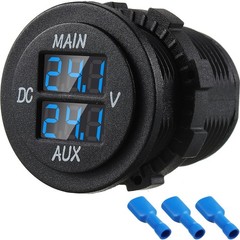 LED Digital Dual Voltmeter Gauge – Round Panel Voltage Monitor for Car RV Truck