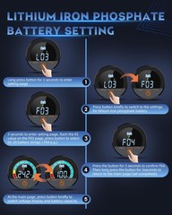Battery Capacity Voltage Meter, 12V 24V 48V 60V 84V IP68 Waterproof LCD Battery