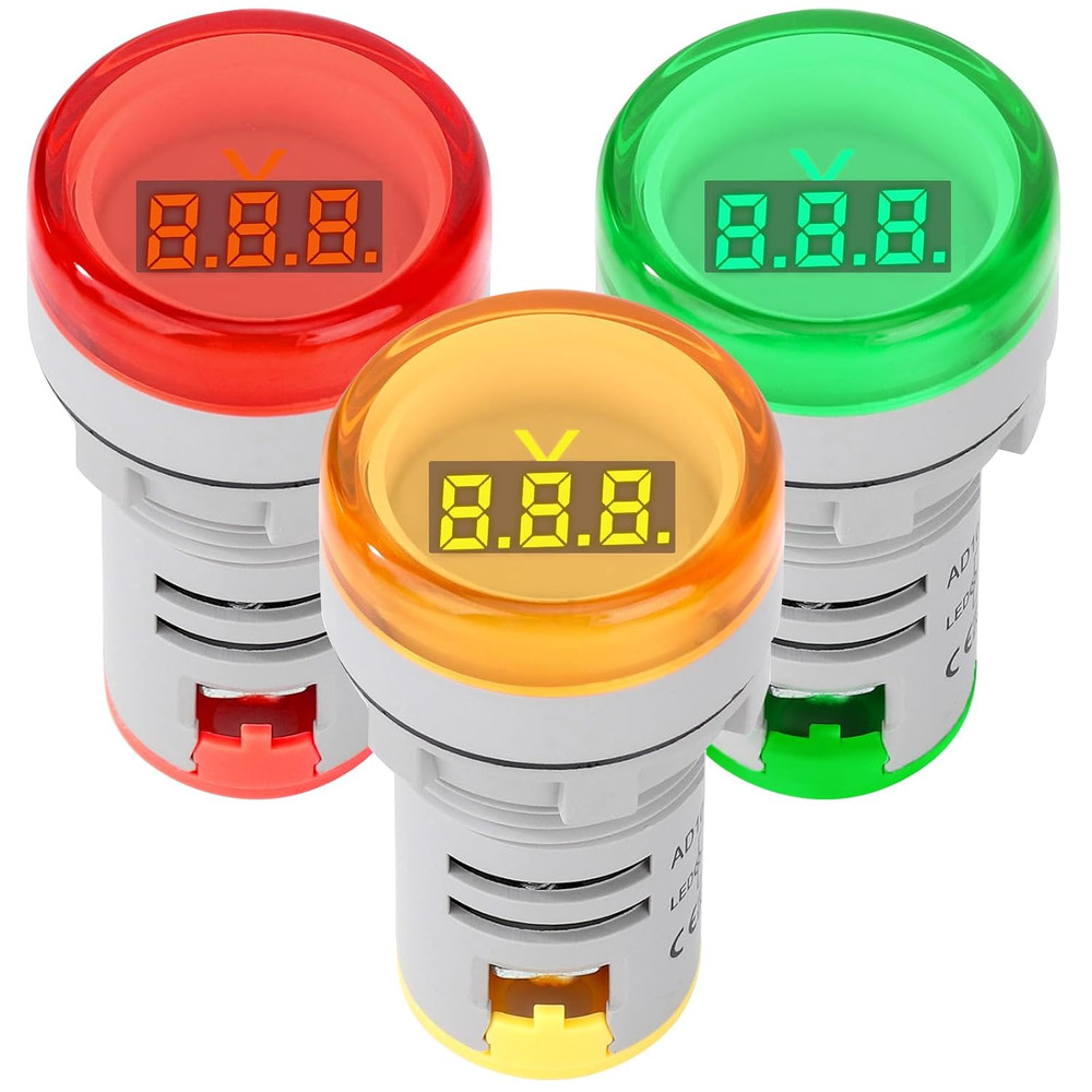AC Voltage Display, 3Pcs Digital LED Display Voltmeter AC 60-500V Voltage Meter