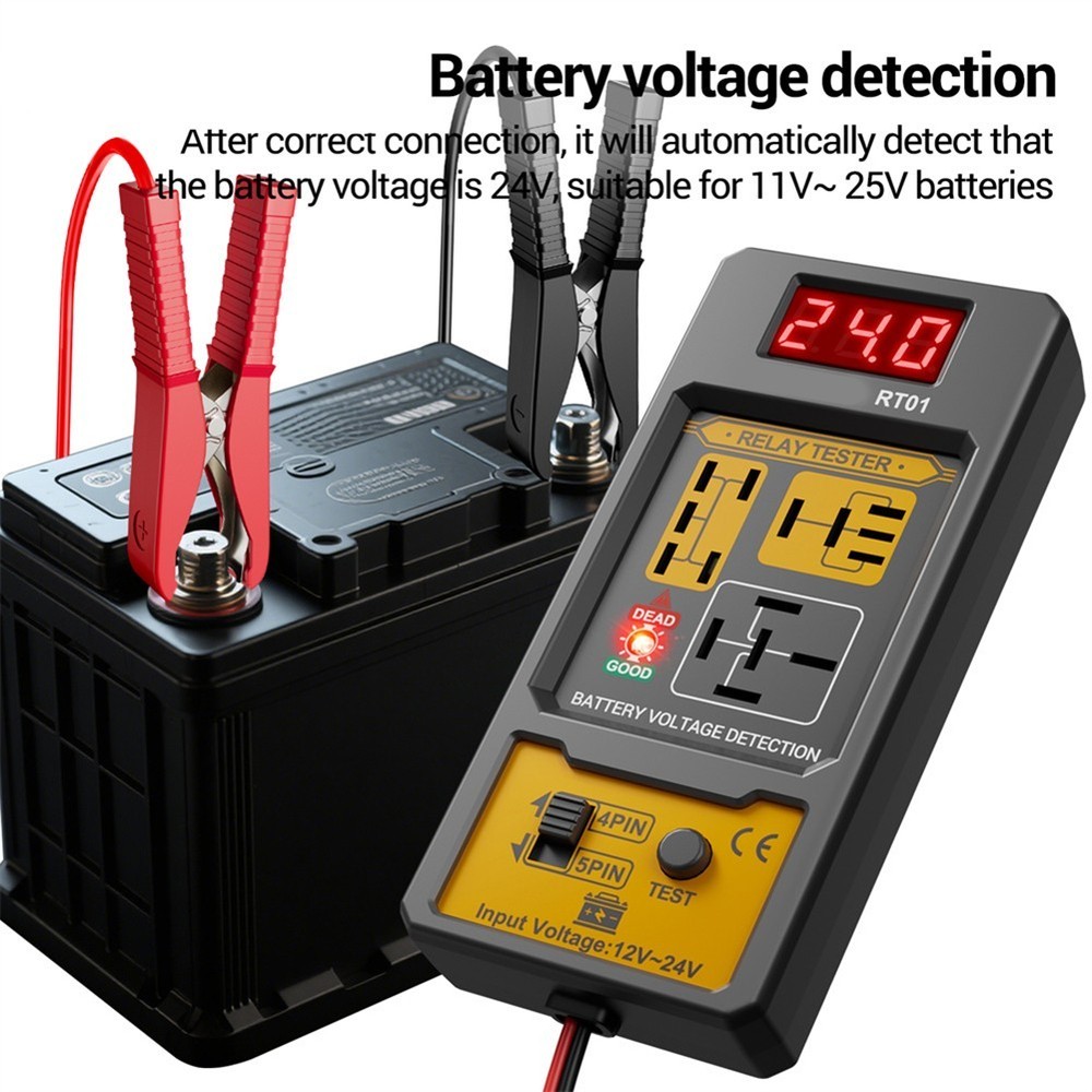 RT01 Relay Testing Tool with Digital LCD for 12V and 24V Vehicle Systems